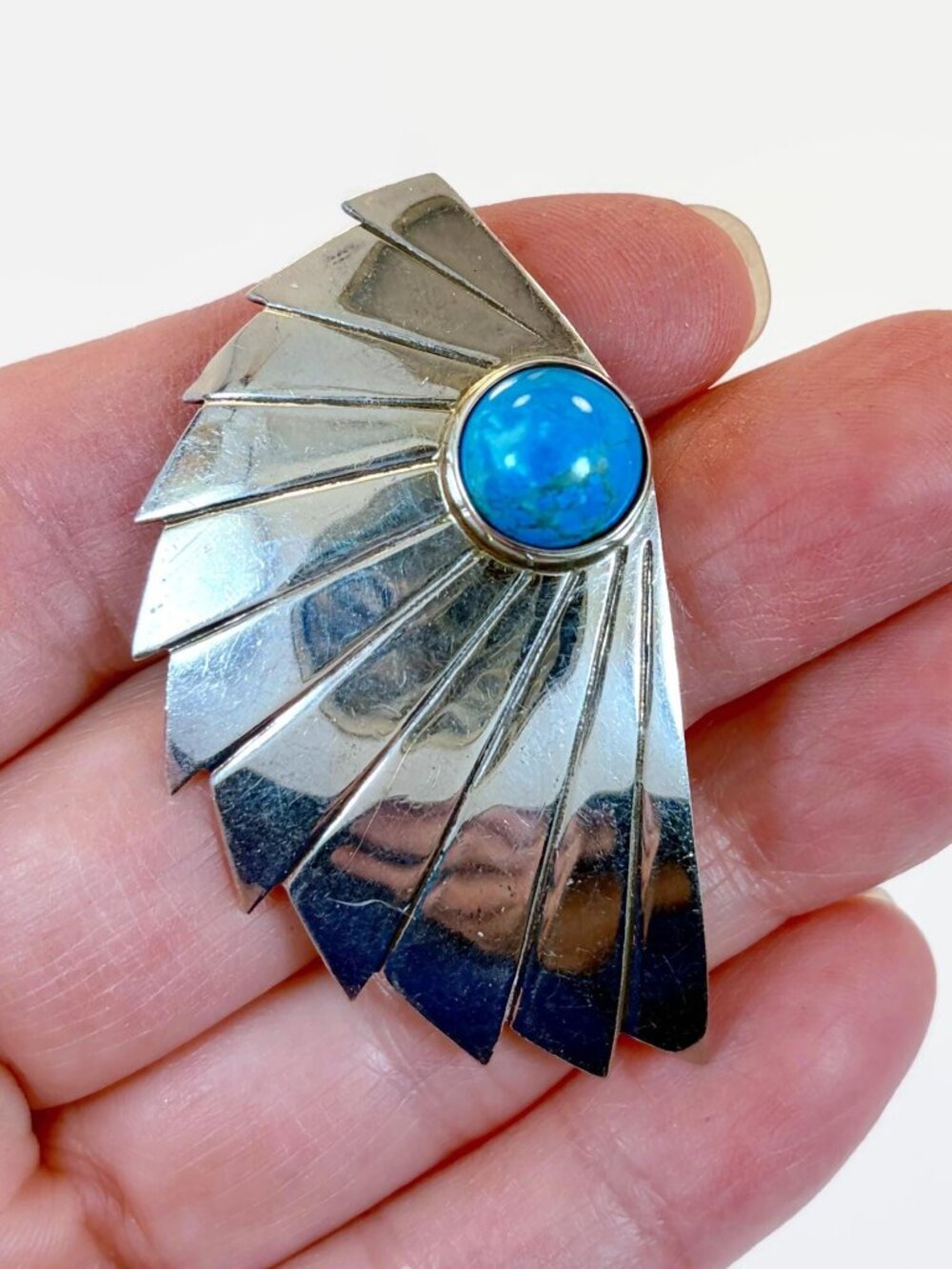 Single Earring, Sterling Silver, Large, Big, 1980s, Pierced Post, Southwestern